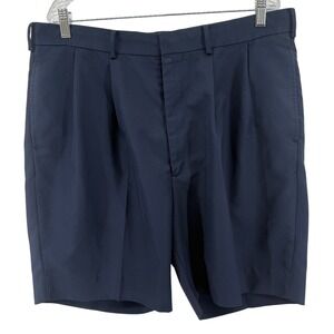 Masters Collection Mens Navy Blue Golf Shorts Pleated Logo Size 38 Polyester